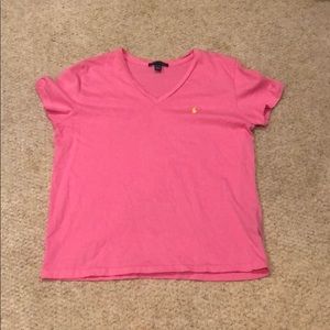 Pink Ralph Lauren kids v-neck. Size XL.